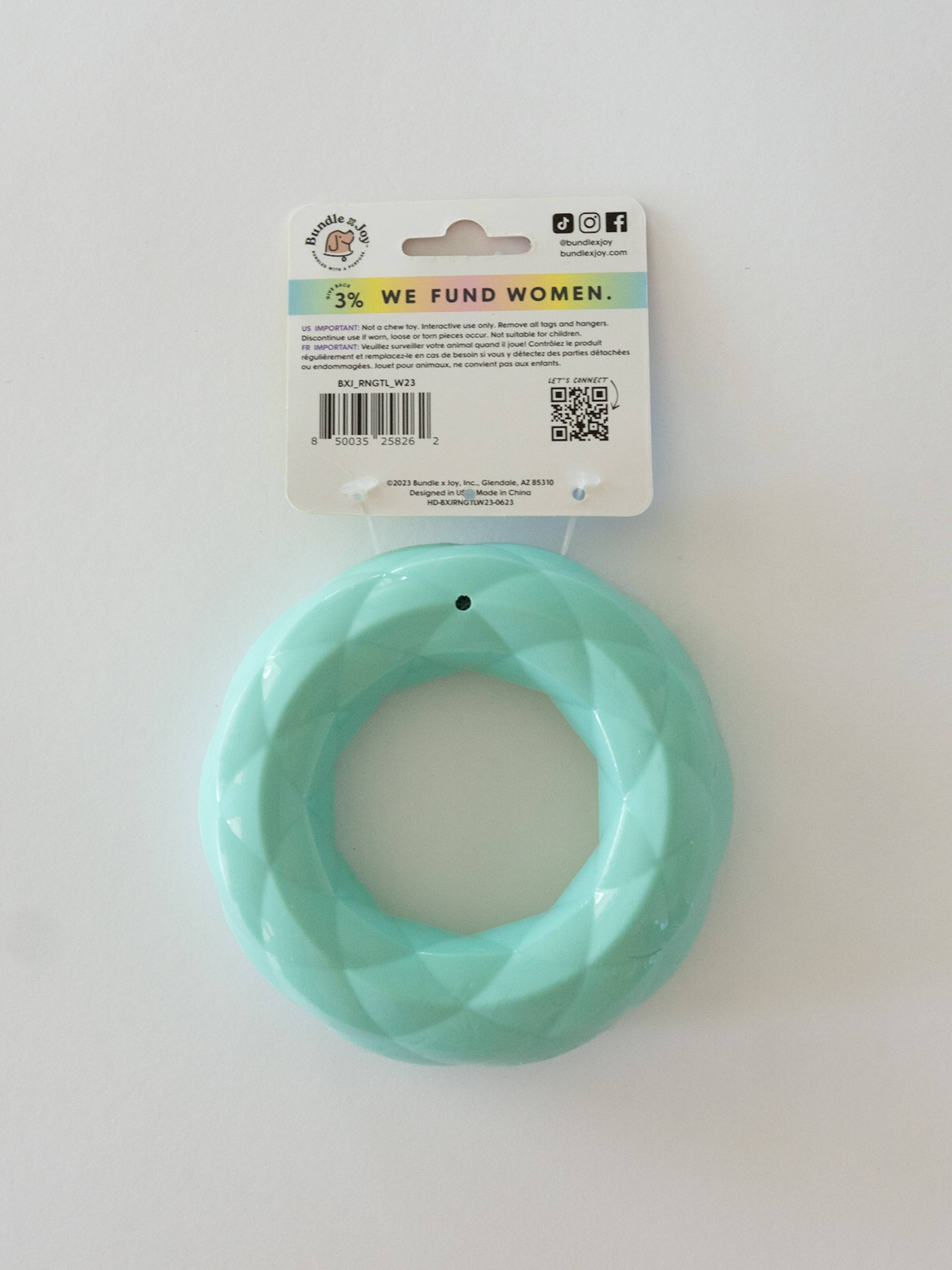 Ring Squeaker Dog Toy: Teal