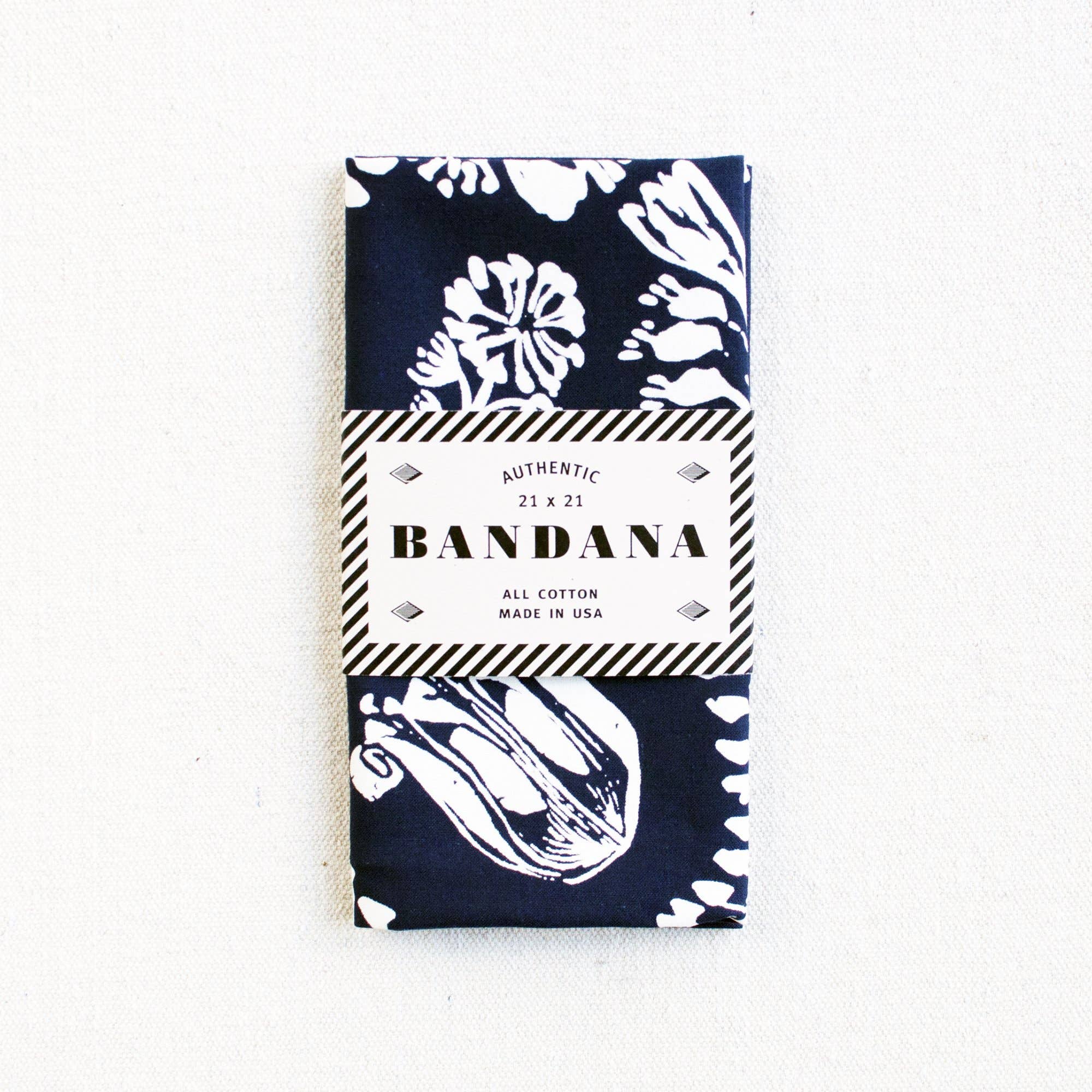 Navy Floral Bandana