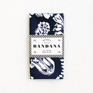 Navy Floral Bandana