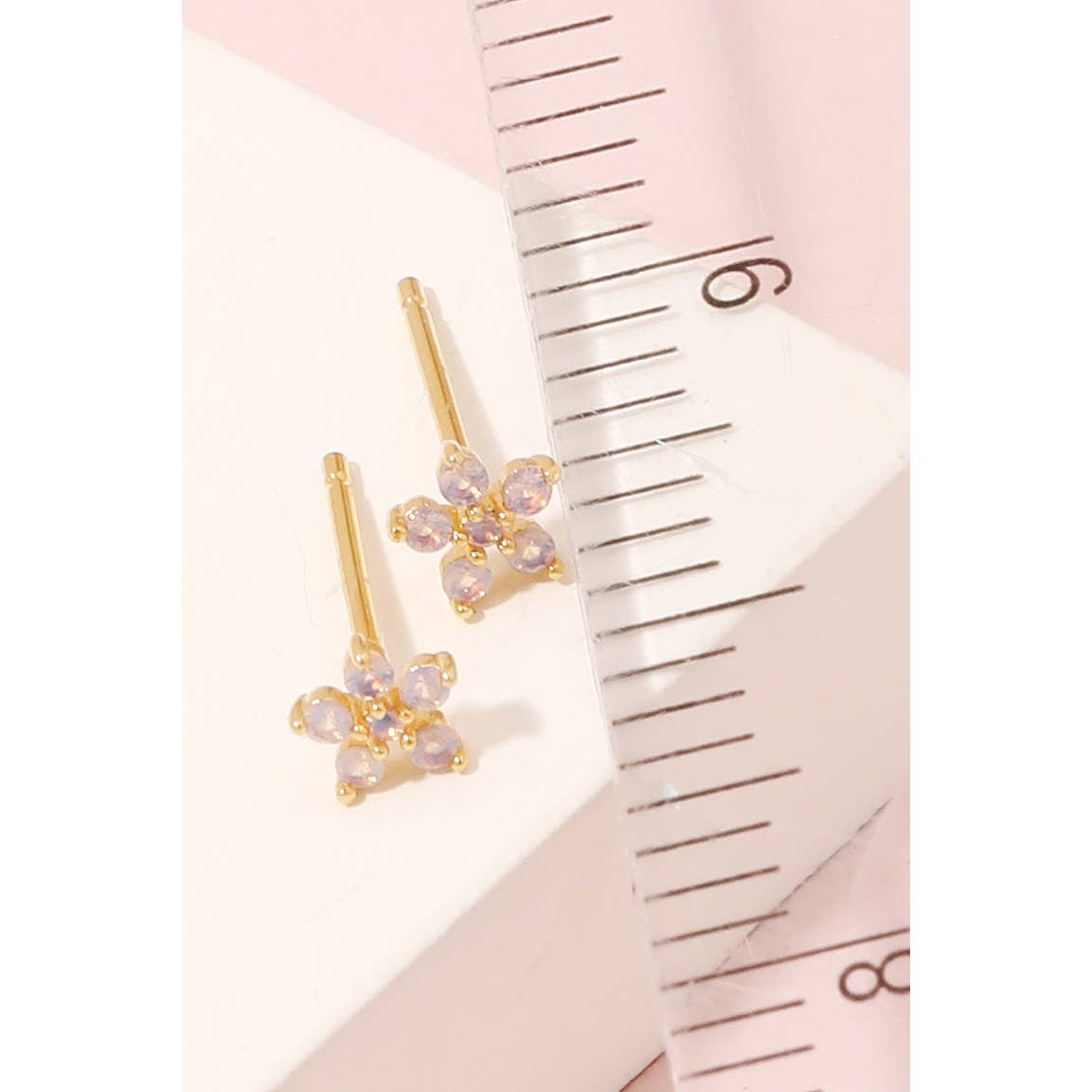 Mini Rhinestone Flower Stud Earrings: PK