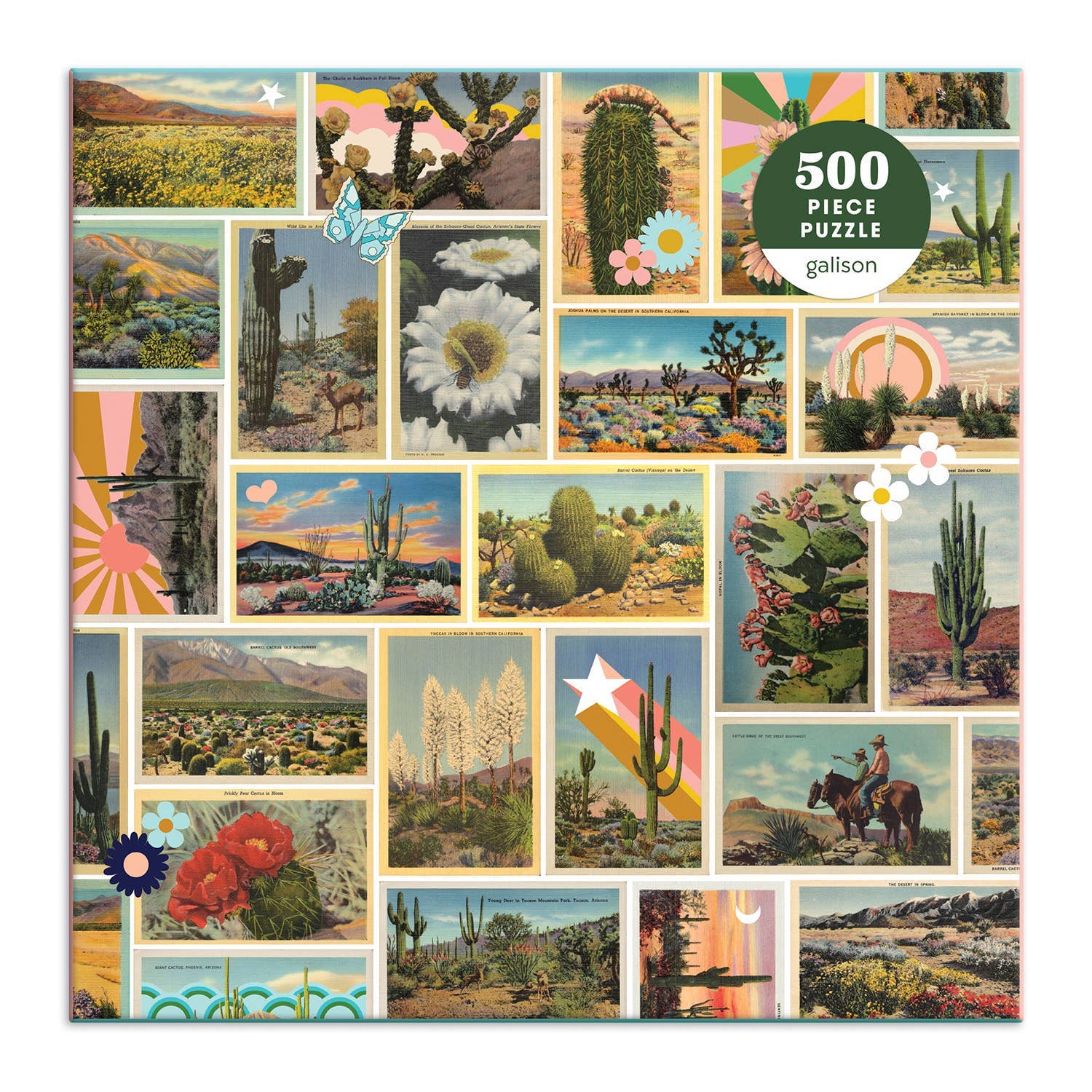 500 piece puzzle packaging featuring desert-themed images and a 'gallison' brand label.