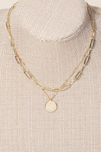 Layered Chain Circle Disc Pendant Necklace: G