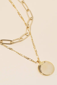 Layered Chain Circle Disc Pendant Necklace: G