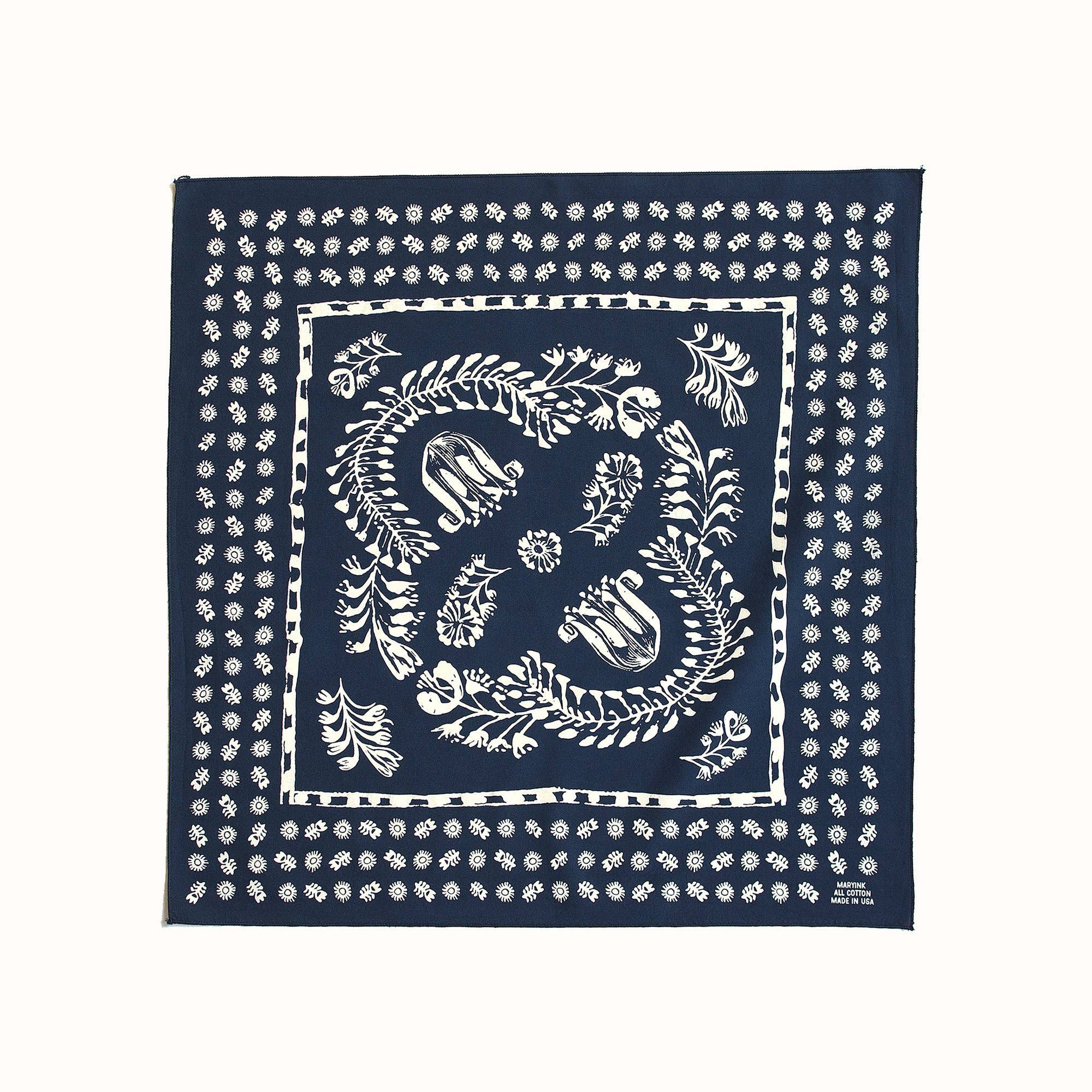 Navy Floral Bandana