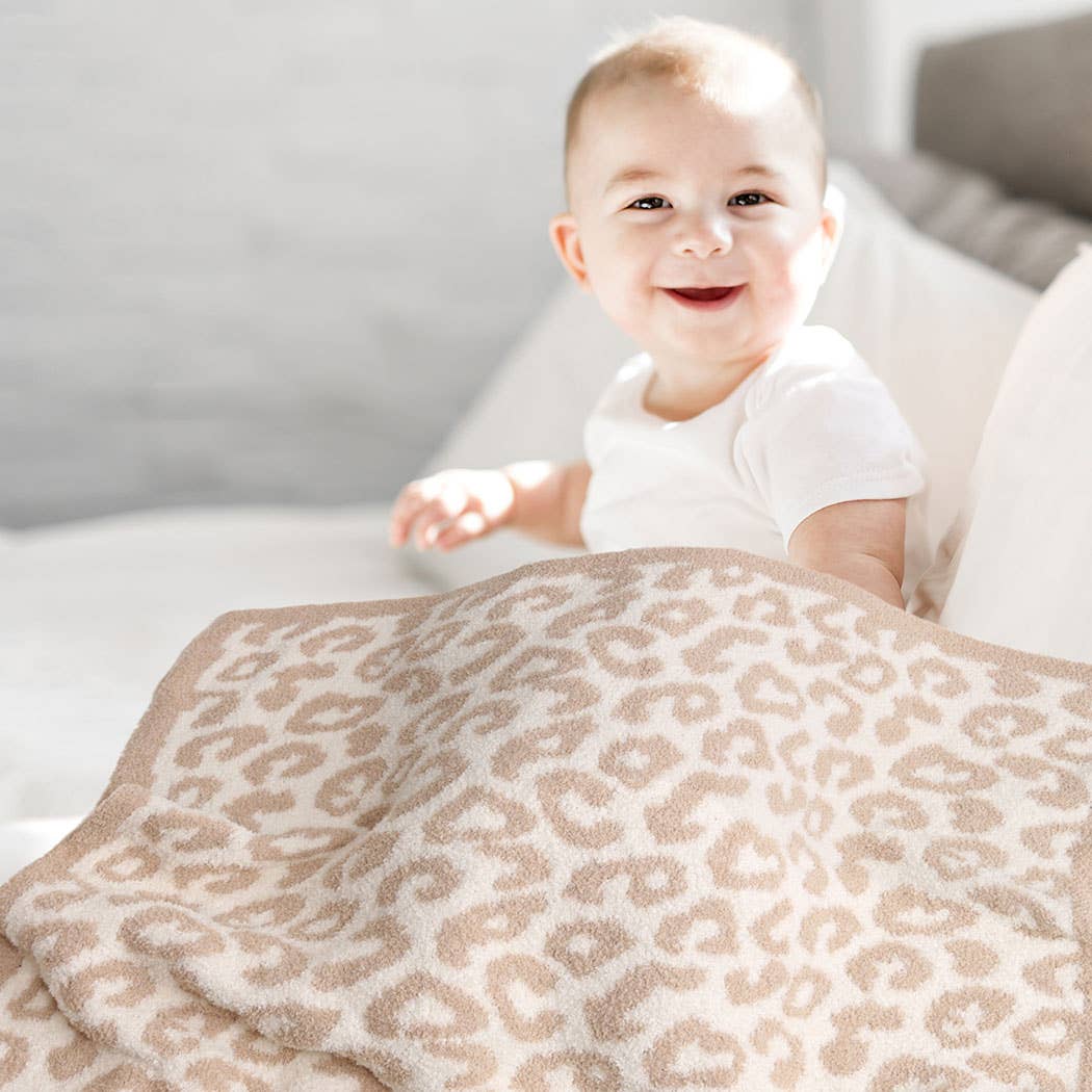 Kids Leopard Print Luxury Soft Throw Blanket: ONE SIZE / BEIGE