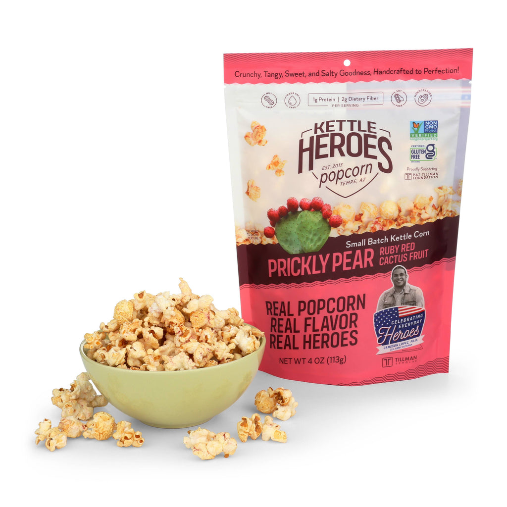 kettle heroes popcorn - prickly pear flavor