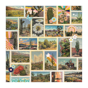 Puzzle of desert-themed illustrations with cacti, flowers, and landscapes.
