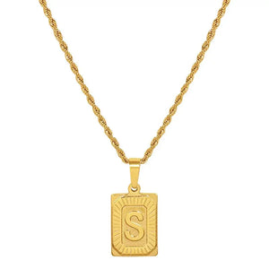 18K Gold Plated Letter Tag Necklace.