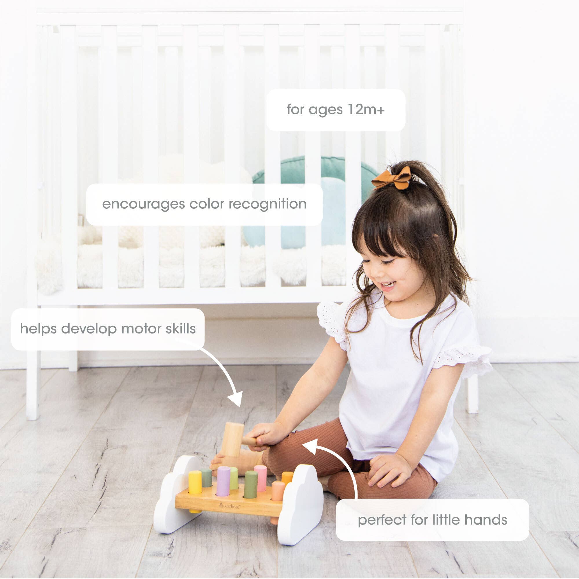 wooden hammer toy perfect for ages 12m+ helps develop motor skills and color recognition