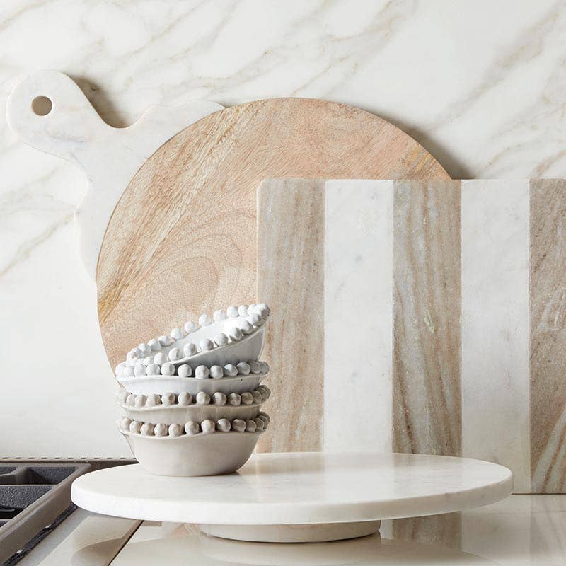 White and beige  Ceramic Beaded Bowl 