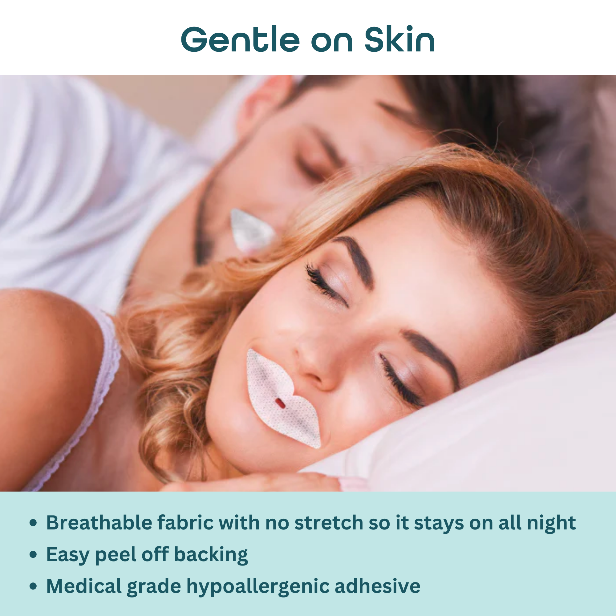 Gentle on skin when using dryft sleep mouth tape 