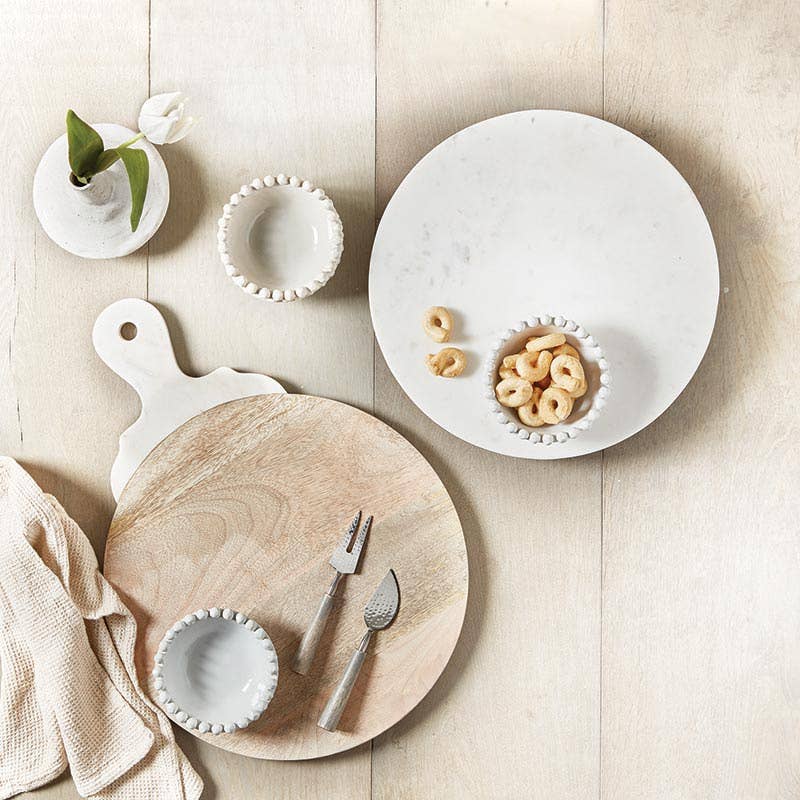White Ceramic Beaded Bowl 