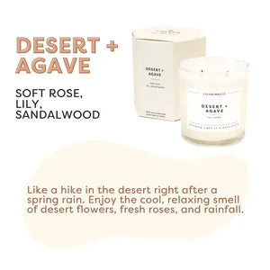 Desert Agave candle with packaging on a white background
