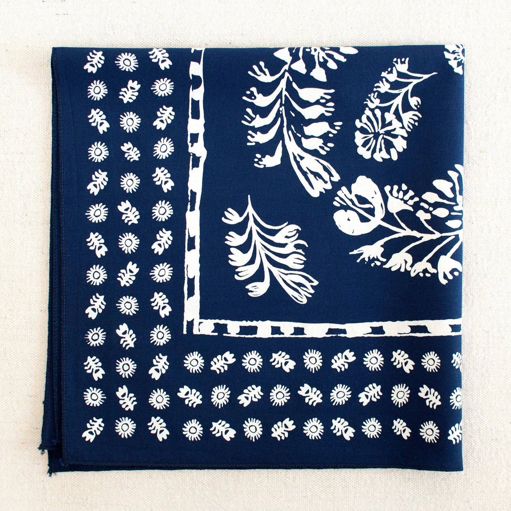 Navy Floral Bandana