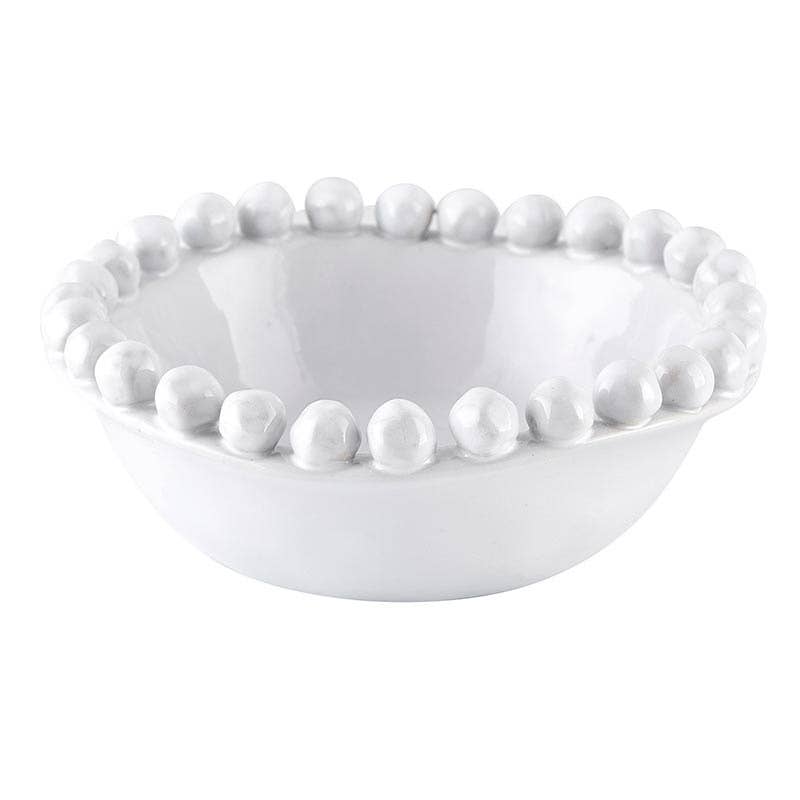 White Ceramic Beaded Bowl 