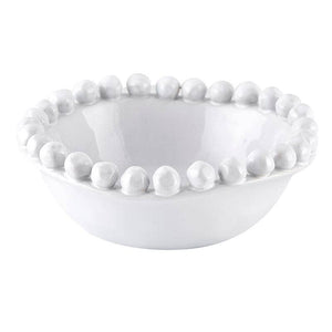White Ceramic Beaded Bowl 