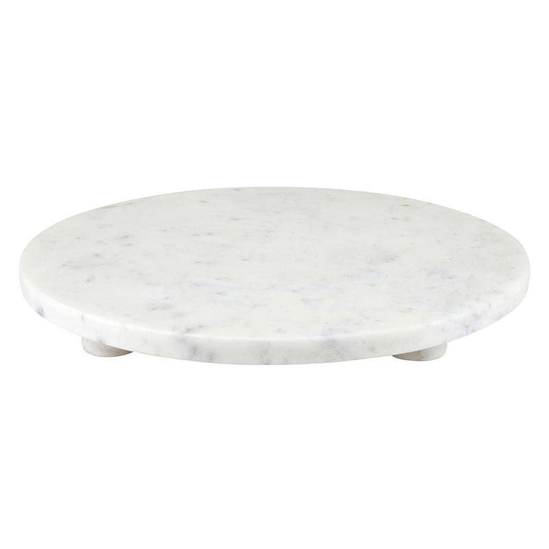 White Marble Footed Tray 