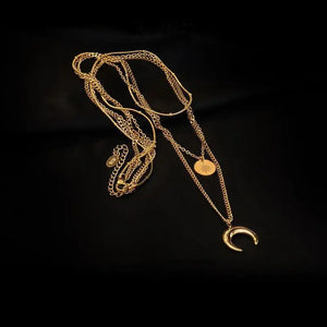 Moon Three Layer 18K Layer Necklace