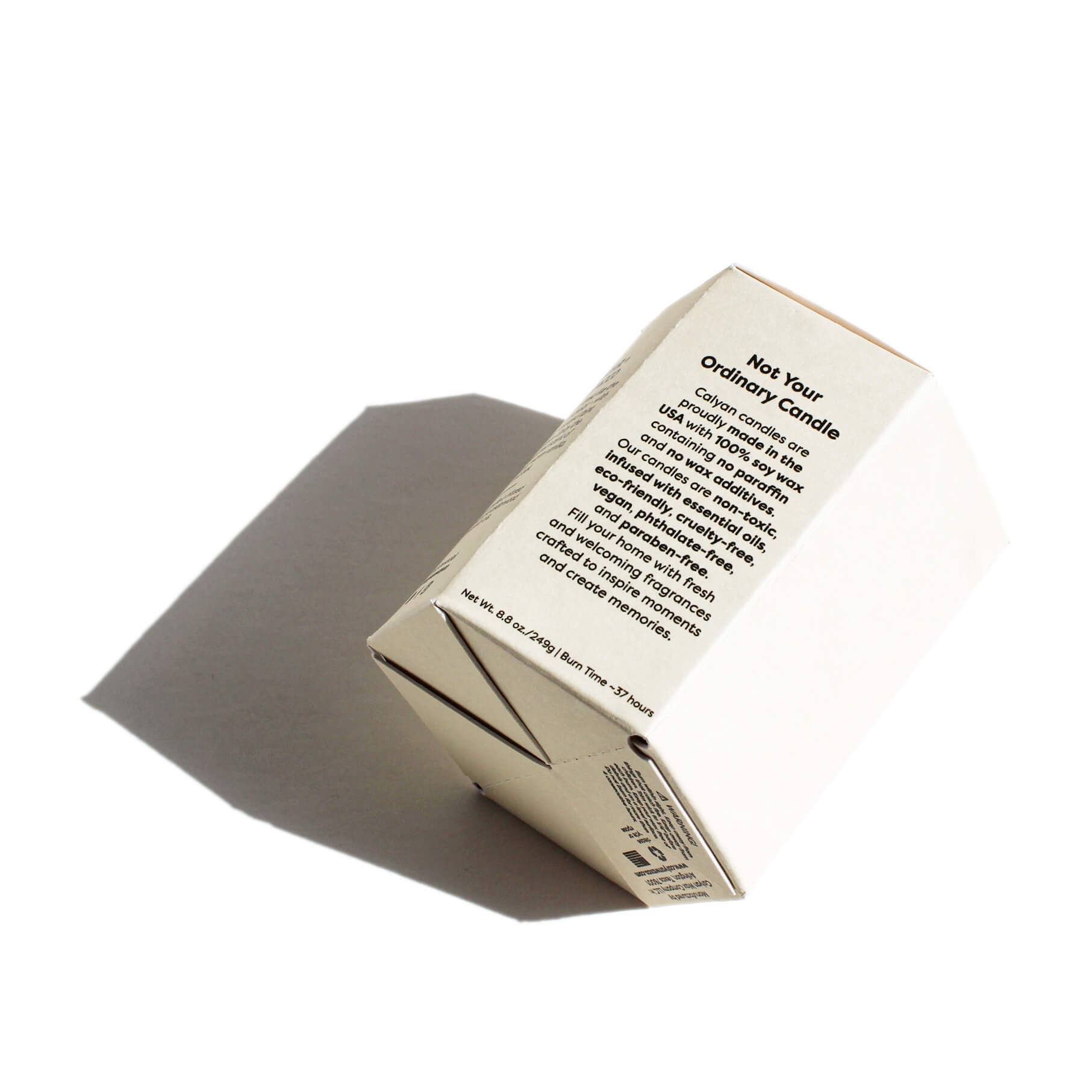 Cardboard box with text on a white background