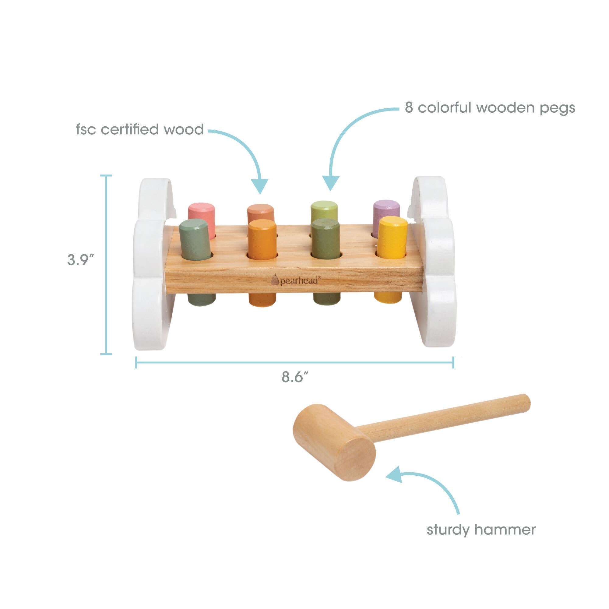 3.9" x 8.6" dimensions of wooden bench made out of fsc certified wood