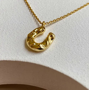 Horseshoe Pendant Necklace 18K Gold Plated Western