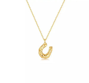 Horseshoe Pendant Necklace 18K Gold Plated Western