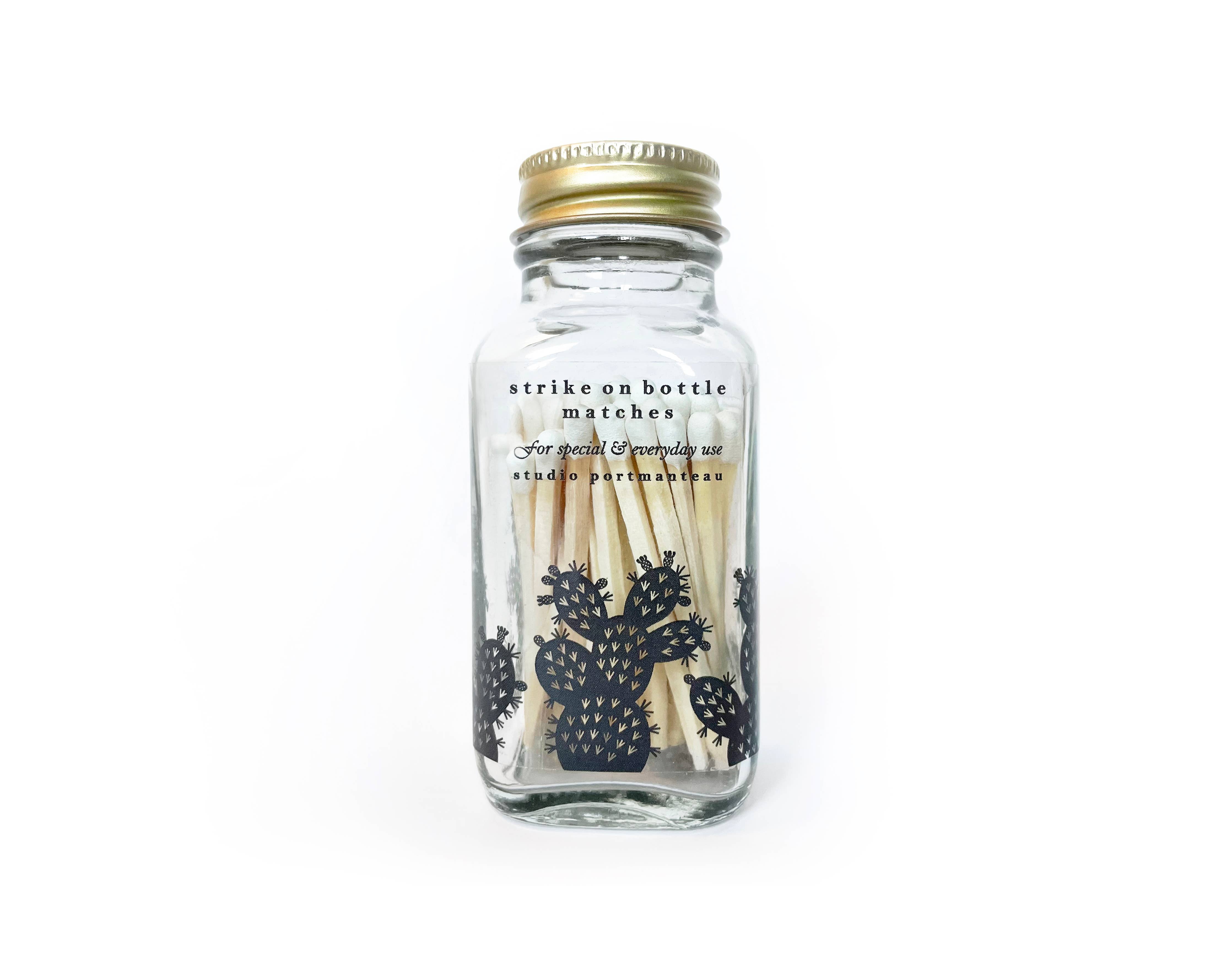Prickly Pear Cactus 2" White Match Jar