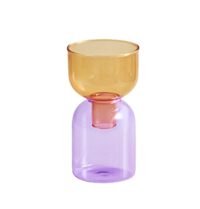 Two Way Terrarium Hydroponic Plant Vase / Candle Holder: Orange-Lilac