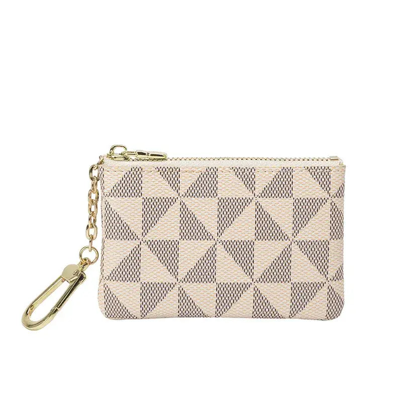 Coin Purse Keychain with Zipper: White