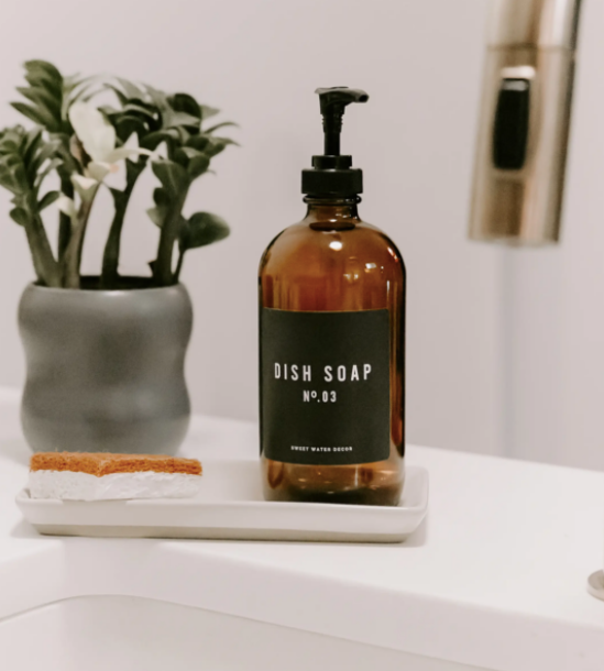 Amber Glass Dish Soap Dispenser 