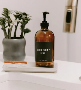 Amber Glass Dish Soap Dispenser 