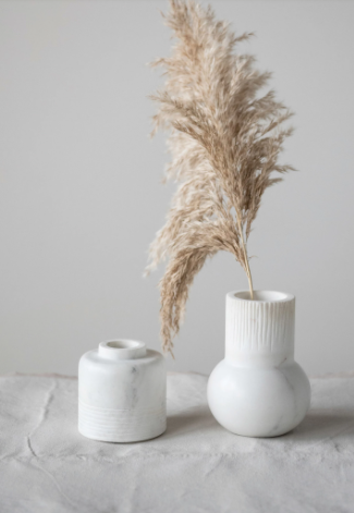 Marble Vase with Carved Pattern