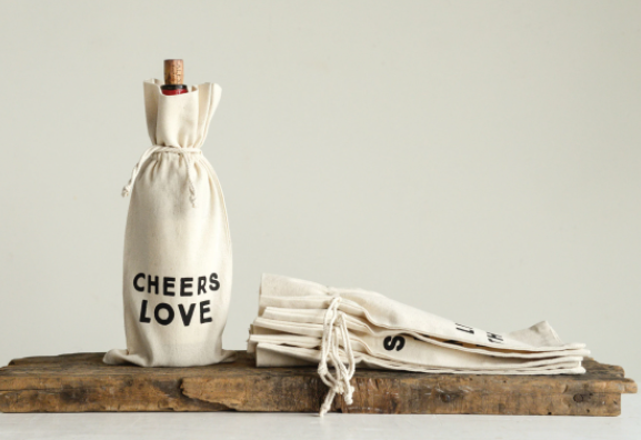 Cheers Love Cotton Wine Bag