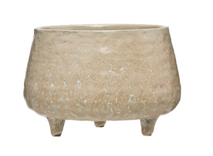 Stoneware Footed Planter with Glaze