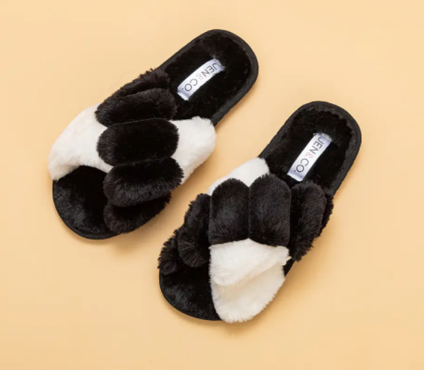 Slippers Two Toned Black and White