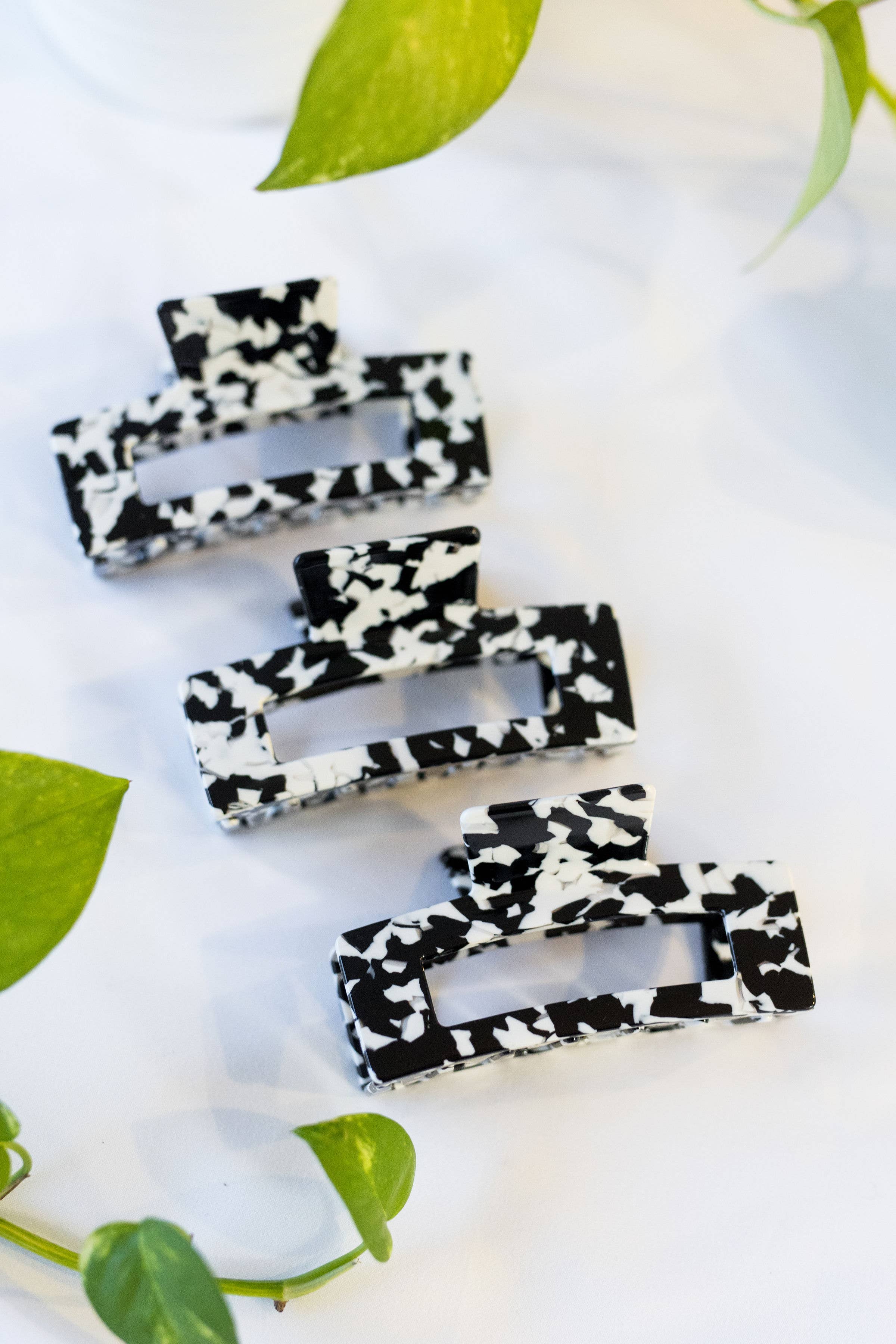 Hair Claw Clip | Black & White spot