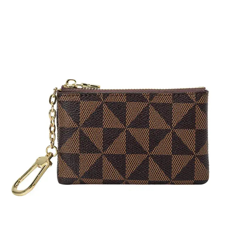 Coin Purse Keychain with Zipper: Brown