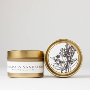 Lemongrass + Sandalwood : Tin Soy Candle