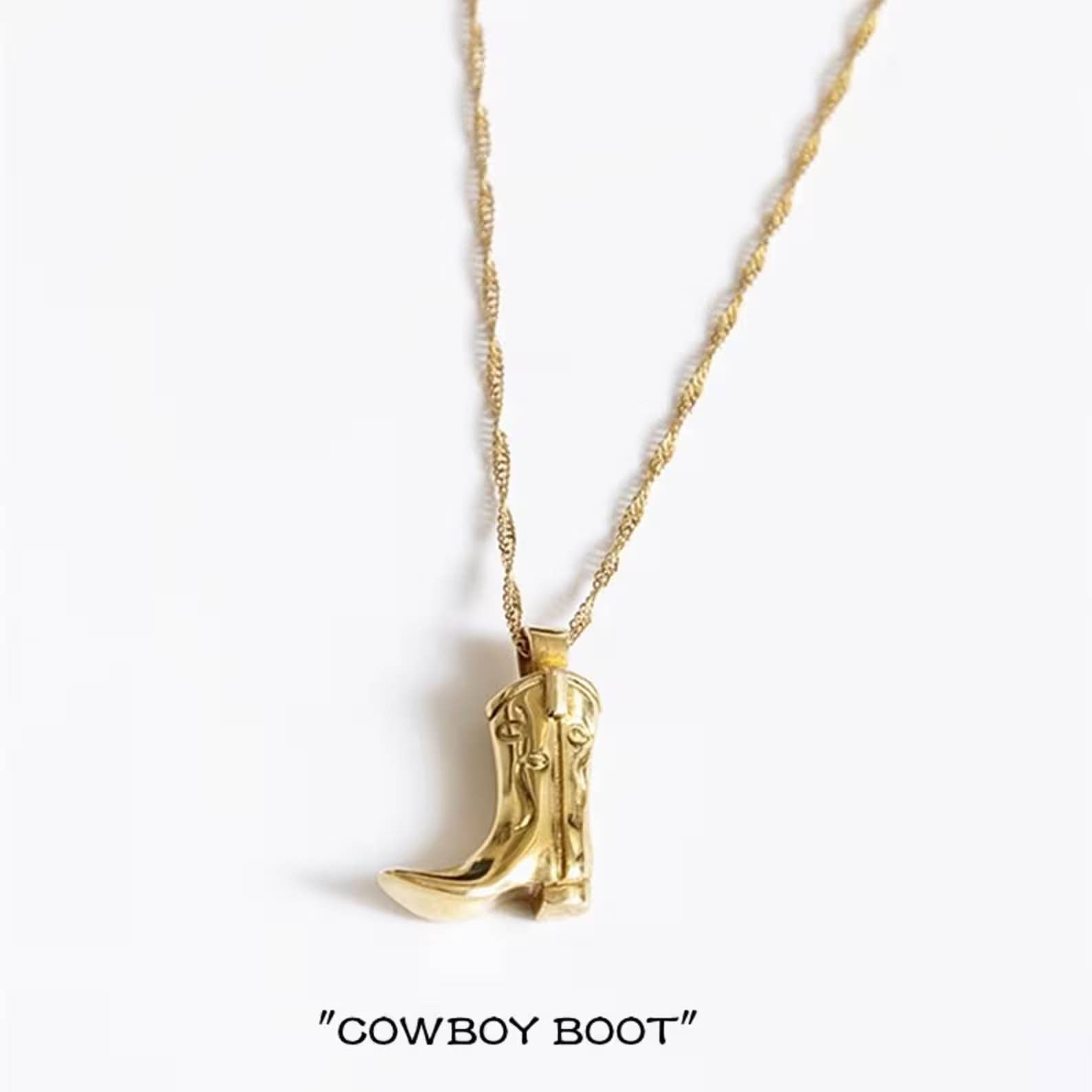 Boot Necklace - 14K Gold Steel